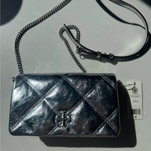 Tory Burch Metallic Silver Crossbody Bag